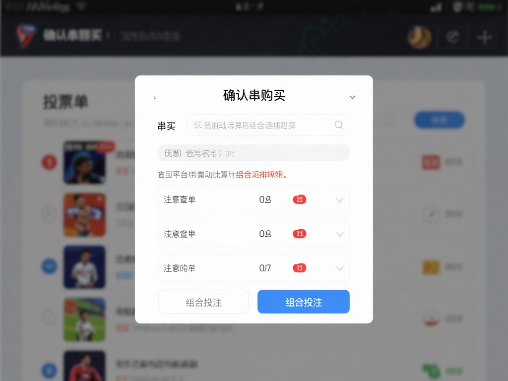 确认串买：在投注单中，找到“串买”或“组合投注”选